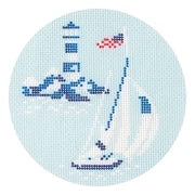 Needlepoint To Go Regatta Rounds - Yacht & Lighthouse Needlepoint Canvas