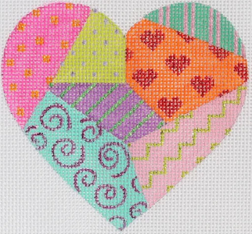 Kate Dickerson Needlepoint Collections Mini Heart Funky Fiesta Patchwork Needlepoint Canvas