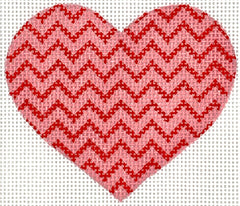 Kate Dickerson Needlepoint Collections Mini Heart Zigzag Medium Pink and Red Needlepoint Canvas
