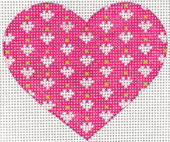 Kate Dickerson Needlepoint Collections Mini Heart Mini Hearts on Heart Pinks and Lime Needlepoint Canvas