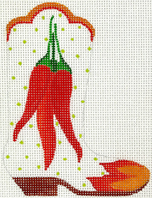 Kate Dickerson Needlepoint Collections Mini Cowgirl Boot - Chili Peppers Needlepoint Canvas