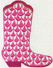 Kate Dickerson Needlepoint Collections Mini Cowgirl Boot - Herend-Inspired Fishnet - Pinks Needlepoint Canvas