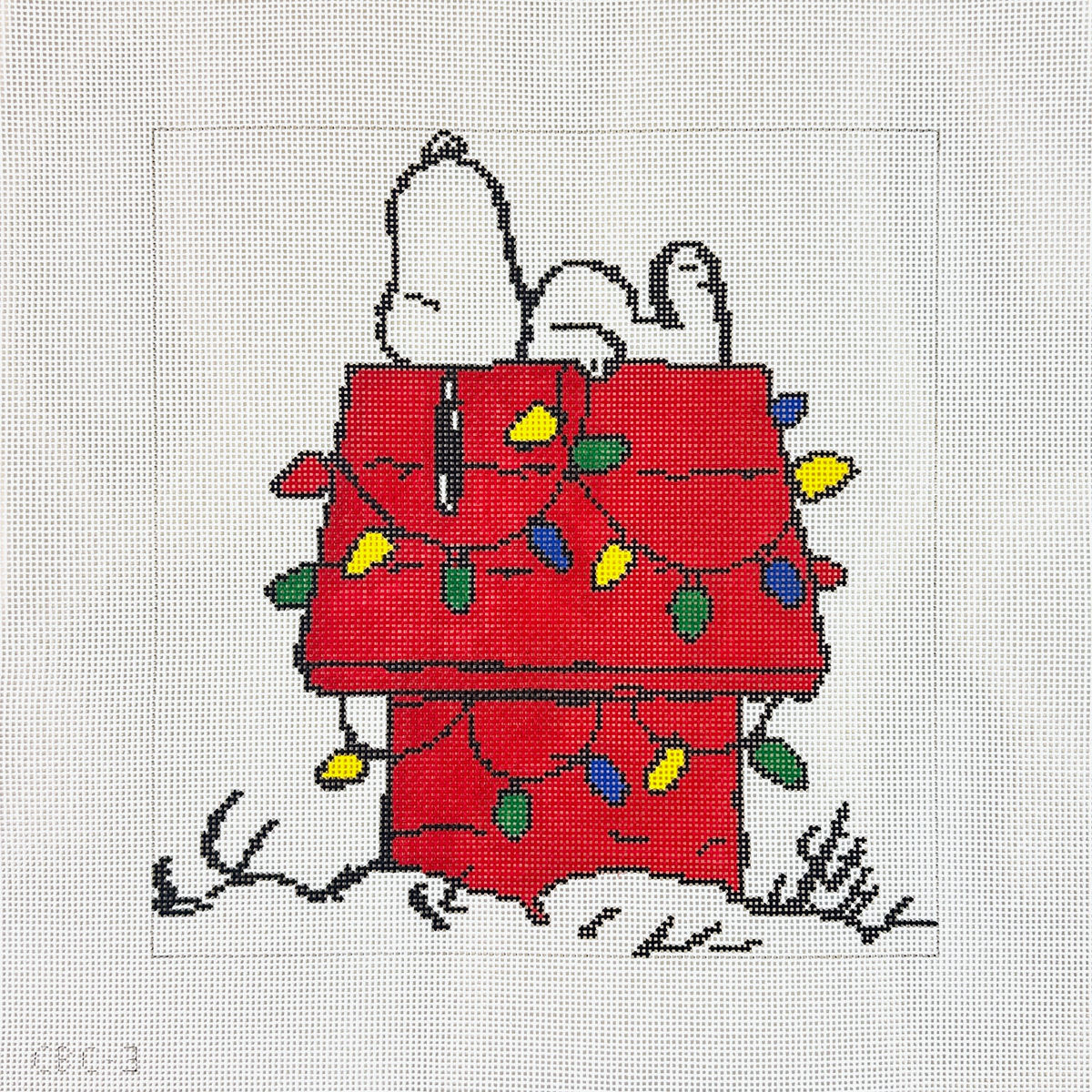 Officially Needlepoint Snoopy on Lit Doghouse Needlepoint Canvas