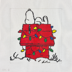Officially Needlepoint Snoopy on Lit Doghouse Needlepoint Canvas