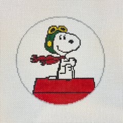 Officially Needlepoint Snoopy Flying Ace Round Needlepoint Canvas