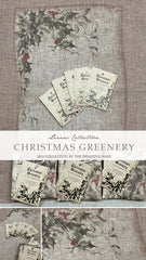 Finishing: The Primitive Hare Christmas Greenery Printed Linen 30 ct