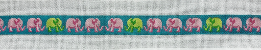 PInk and Green Elephant Belt Needlepoint Canvas