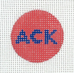 Kate Dickerson Needlepoint Collections Planet Earth Key Ring Insert Navy on Nantucket Red Needlepoint Canvas