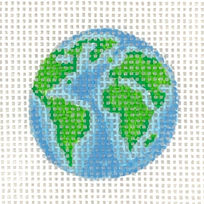 Kate Dickerson Needlepoint Collections Planet Earth Key Ring Insert Mother Earth Globe Needlepoint Canvas