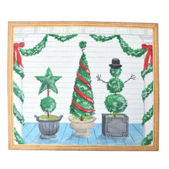 Kate Dickerson Needlepoint Collections American Front Porch with Topiaries Winter Needlepoint Canvas