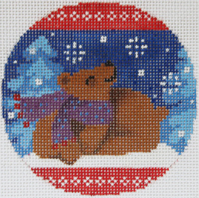 PLD Designs Abigail Cecile Woodland Bear Ornament Needlepoint Canvas