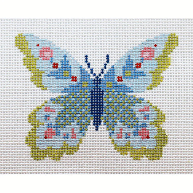 PLD Designs Abigail Cecile Butterfly Blue I Needlepoint Canvas