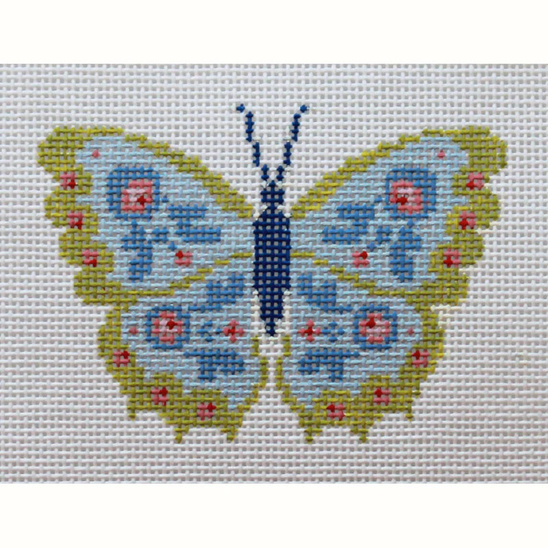 PLD Designs Abigail Cecile Butterfly Blue III Needlepoint Canvas