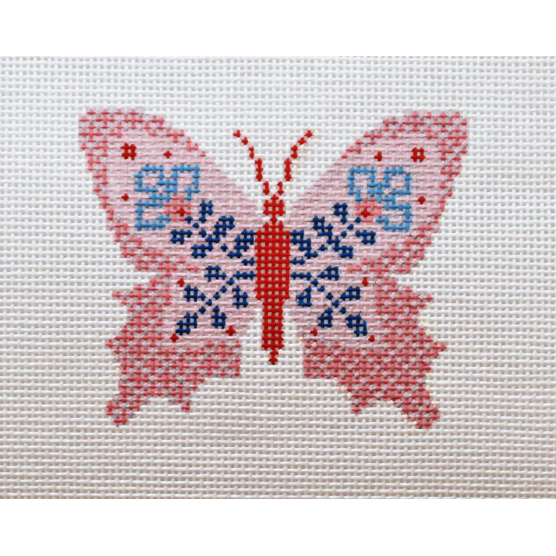 PLD Designs Abigail Cecile Butterfly Pink II Needlepoint Canvas