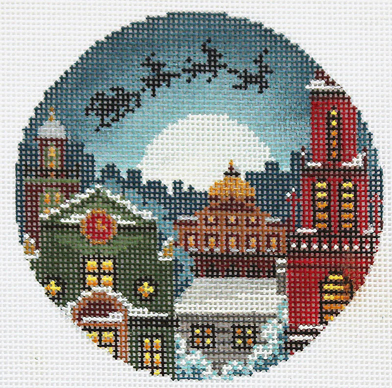 PLD Designs Abigail Cecile Christmas Eve Over Boston Needlepoint Canvas