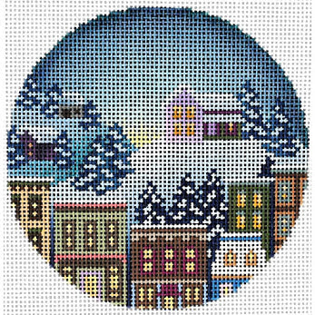 PLD Designs Abigail Cecile House In Winter Needlepoint Canvas