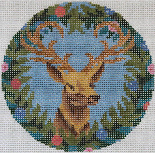 PLD Designs Abigail Cecile Royal Stag Needlepoint Canvas - Light Blue