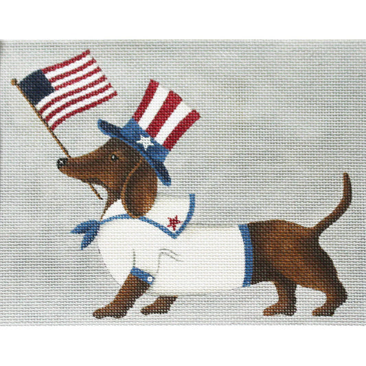 PLD Designs Dianna Swartz Dachshund 4th July Needlepoint Canvas