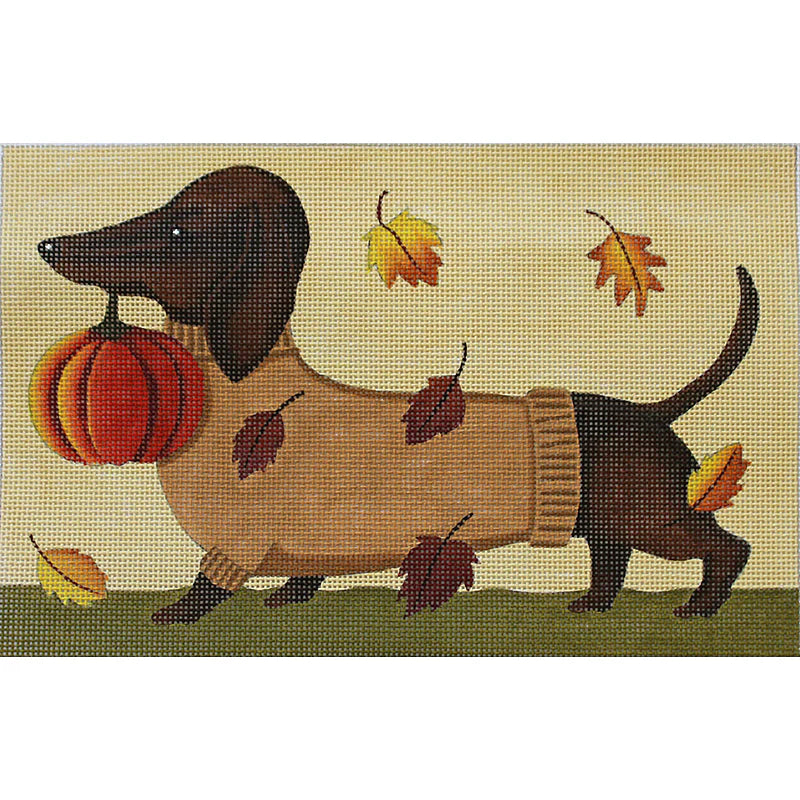 PLD Designs Dianna Swartz Dachshund Fall Needlepoint Canvas