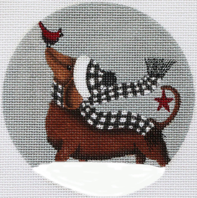 PLD Designs Dianna Swartz Dachshund Joy Ornament Needlepoint Canvas