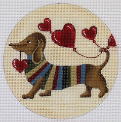 PLD Designs Dianna Swartz Dachshund Valentine Ornament Needlepoint Canvas