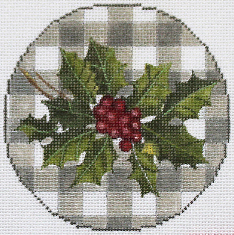 PLD Designs Dianna Swartz Gingham Ivy Ornament Needlepoint Canvas