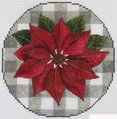 PLD Designs Dianna Swartz Gingham Poinsettia Ornament Needlepoint Canvas