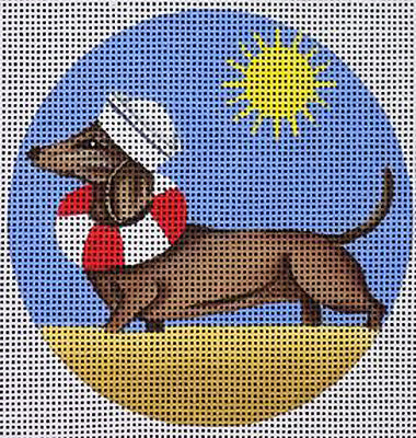 PLD Designs Dianna Swartz Summer Dachshund Ornament Needlepoint Canvas