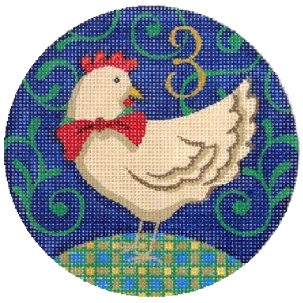 PLD Designs Florence 12 Days of Christmas 3 French Hens Needlepoint Canvas