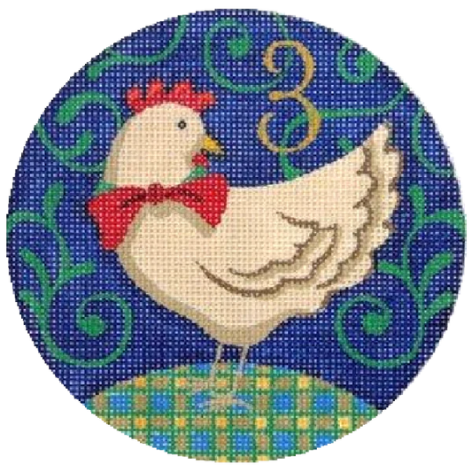 PLD Designs Florence 12 Days of Christmas 3 French Hens Needlepoint Canvas