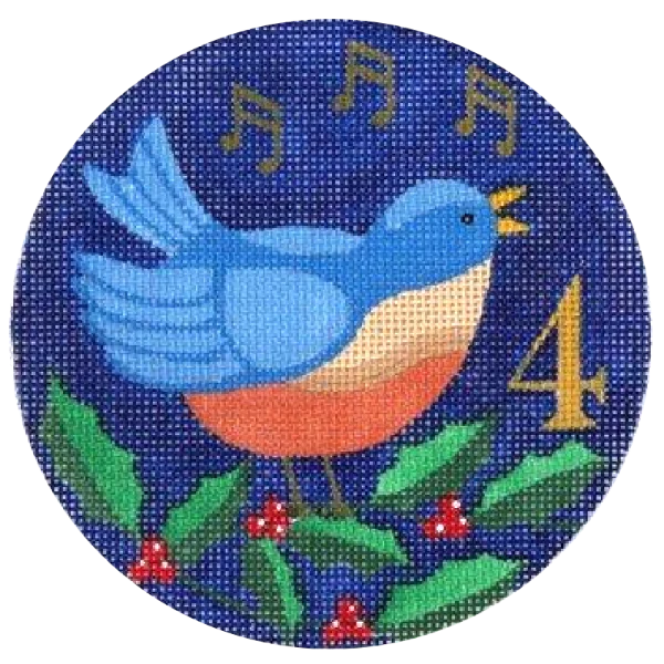 PLD Designs Florence 12 Days of Christmas 4 Calling Birds Needlepoint Canvas