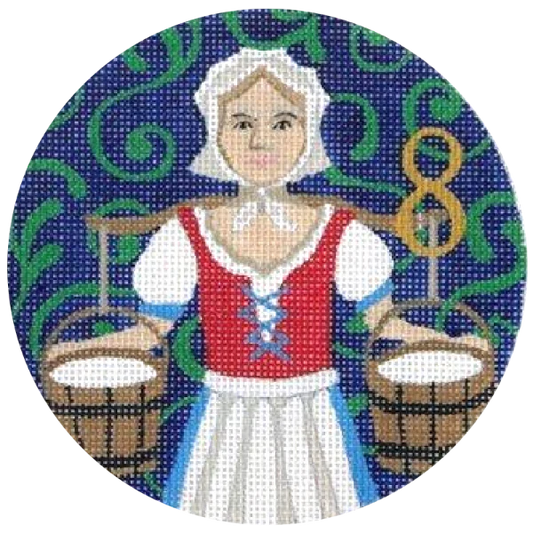 PLD Designs Florence 12 Days of Christmas 8 Milking Maids Needlepoint Canvas