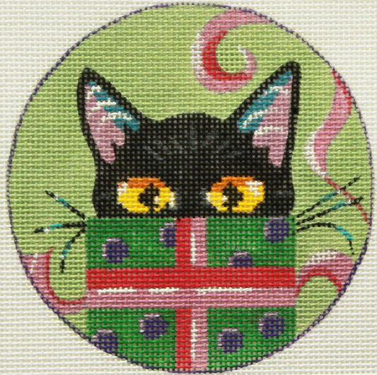 PLD Designs KaMaLa by Lanza Ornaments for Pets: Kitten with Green Box Needlepoint Canvas