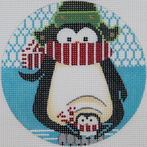 PLD Designs KaMaLa by Lanza Penguin Mom & Chick Needlepoint Canvas