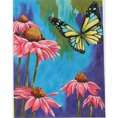 PLD Designs Karen Dukes Pink Daisies and Butterfly Needlepoint Canvas