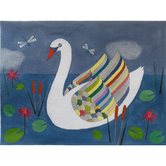 PLD Designs Melanie Mikecz Colorful Swan Needlepoint Canvas