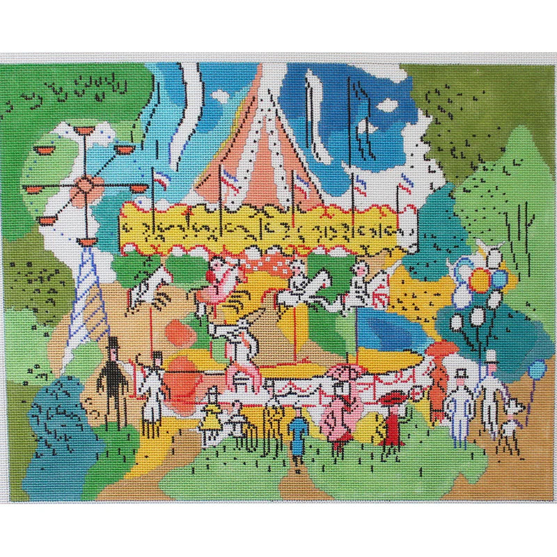 PLD Designs Sally Corey Carousel Needlepoint Canvas