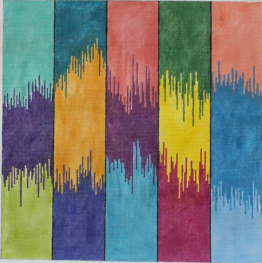 PLD Designs Sally Corey Colorful Ikat Stripes Needlepoint Canvas