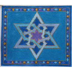 PLD Designs Sally Corey Star of David Tallis Bag Blue Needlepoint Canvas