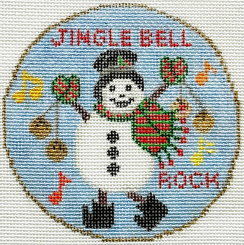 PLD Designs Sandy Utain Jingle Snowman Ornament Needlepoint Canvas