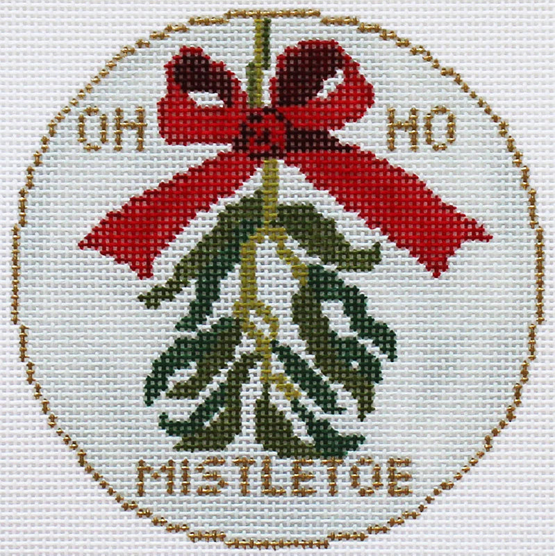 PLD Designs Sandy Utain Mistletoe Ornament Needlepoint Canvas