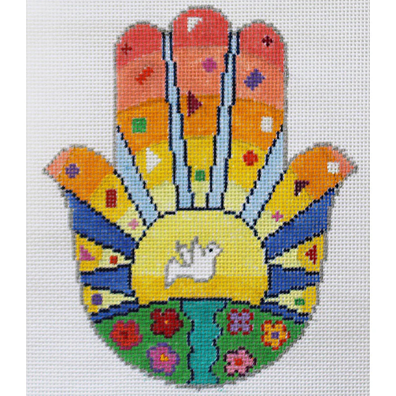 PLD Designs Sandy Utain Pastel Rainbow Hamsa Needlepoint Canvas