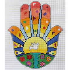 PLD Designs Sandy Utain Pastel Rainbow Hamsa Needlepoint Canvas