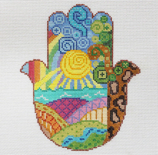 PLD Designs Sandy Utain The Creation Hamsa Needlepoint Canvas