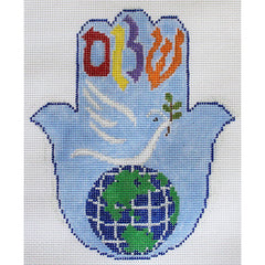 PLD Designs Sandy Utain World Peace Hamsa Needlepoint Canvas