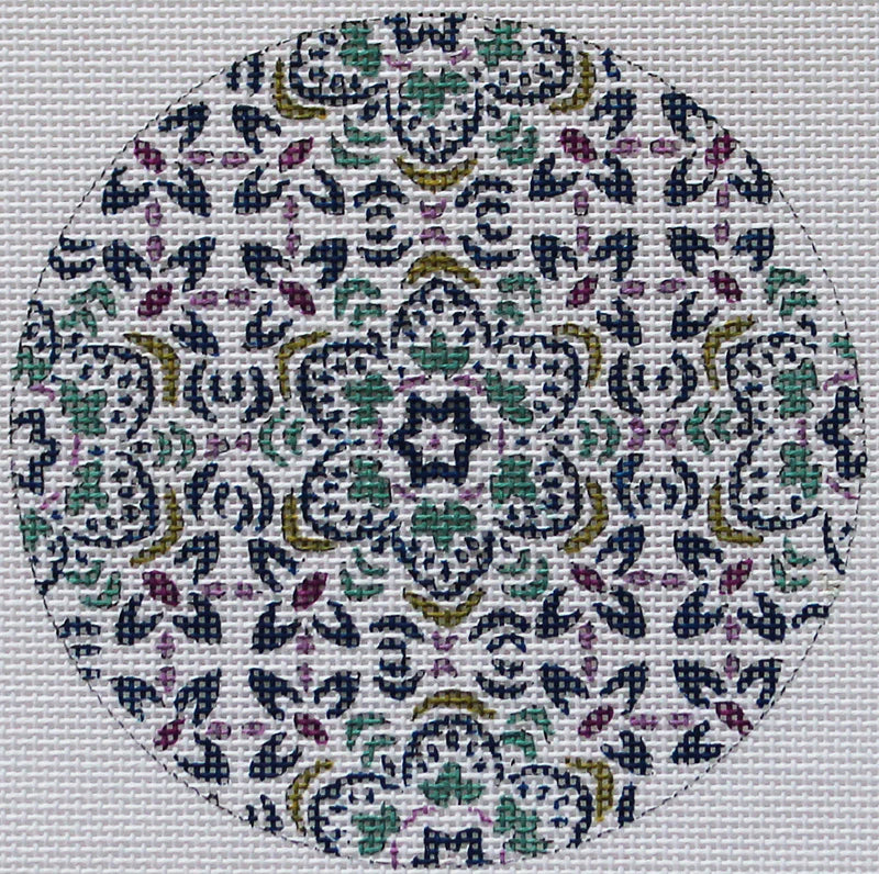 PLD Designs Steve Haskamp Medallion Turquoise Ornament Needlepoint Canvas