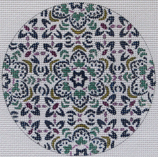 PLD Designs Steve Haskamp Medallion Turquoise Ornament Needlepoint Canvas