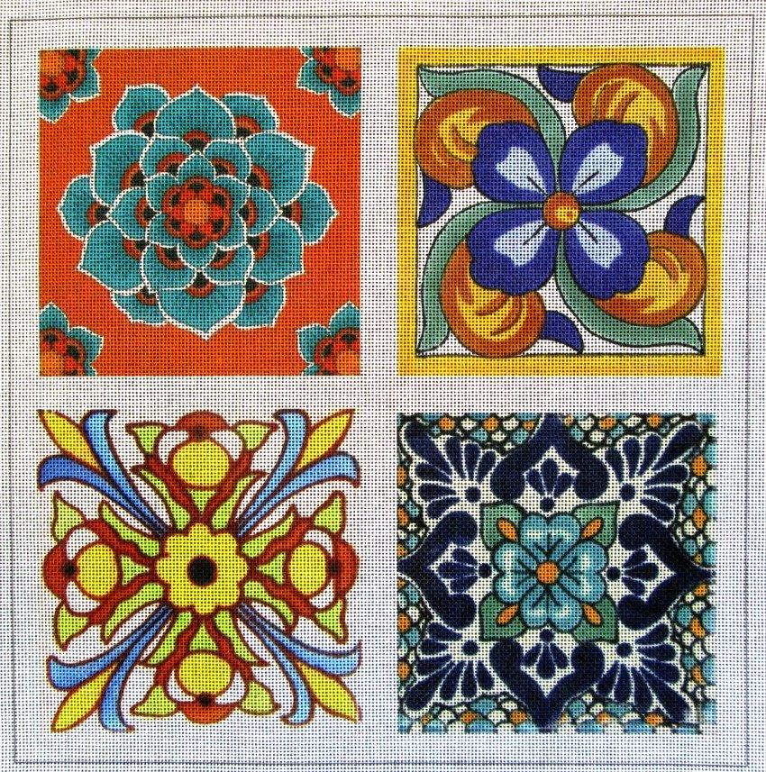 PLD Designs Unique NZ Designs Talavera Tile II Needlepoint Canvas