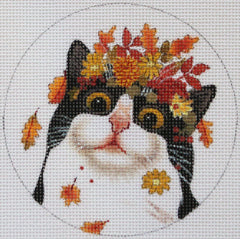 PLD Designs Vicky Mount Autumn Cat Ornament Needlepoint Canvas