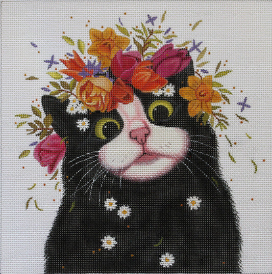 PLD Designs Vicky Mount Spring Cat Needlepoint Canvas